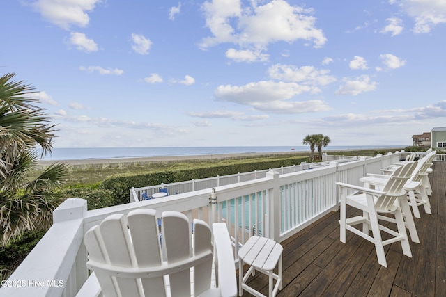 deck with a water view