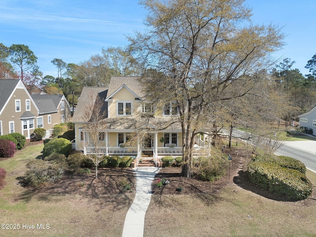 view of front facade featuring covered porch