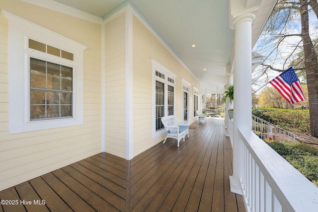 wooden deck with a porch
