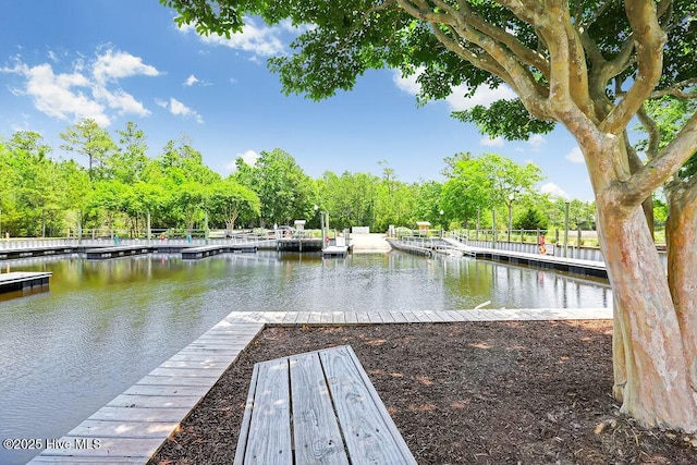 view of dock featuring a water view