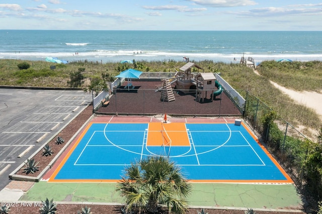 2000 New River Inlet Rd Unit 3513, North Topsail Beach, NC 28460 - view of basketball court featuring a water view and fence