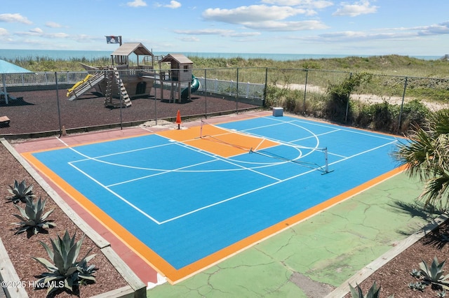 2000 New River Inlet Rd Unit 3513, North Topsail Beach, NC 28460 - view of basketball court featuring community basketball court, fence, and playground community