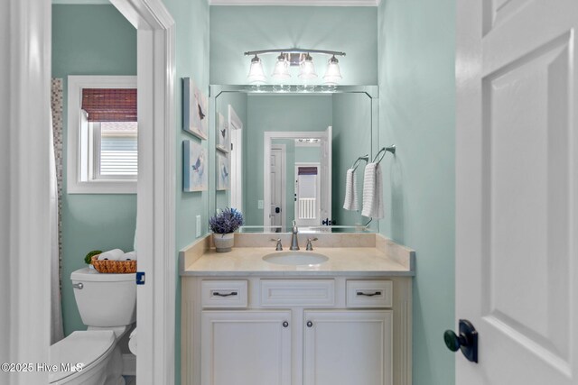 bathroom with toilet and vanity
