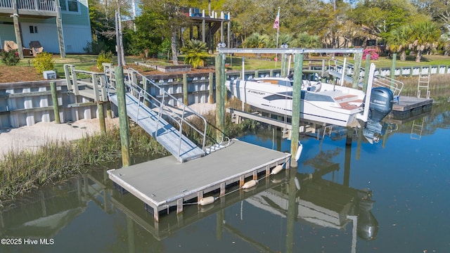 107 SW 25th St, Oak Island, NC 28465 - dock with boat lift and a water view