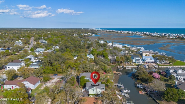 107 SW 25th St, Oak Island, NC 28465 - bird's eye view featuring a water view and a residential view