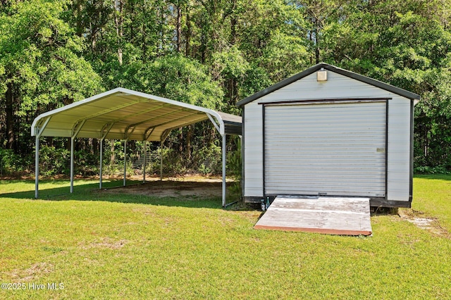 garage with a storage unit