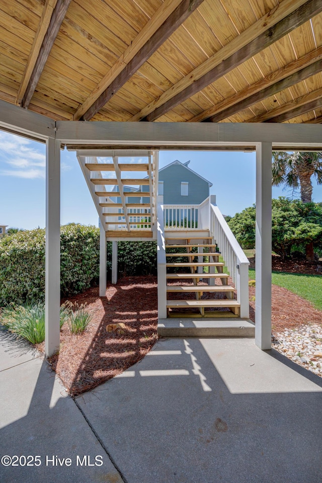 view of patio with stairway