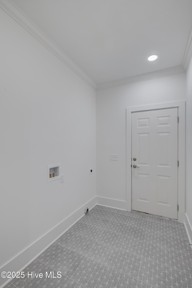 226 Bayfield Dr, Wilmington, NC 28411 - washroom featuring crown molding, washer hookup, and hookup for an electric dryer