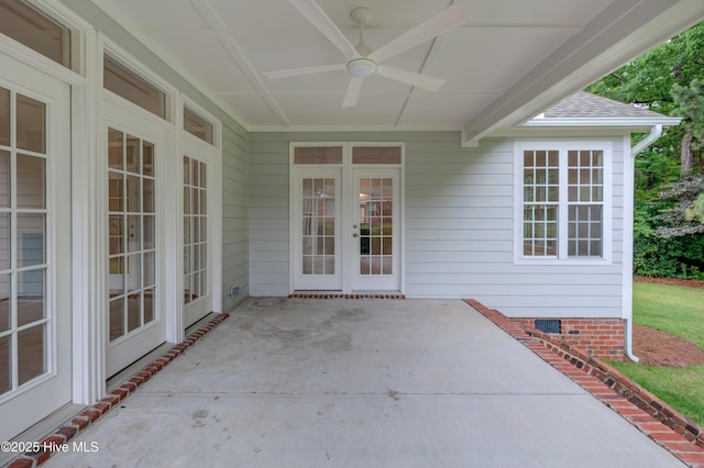 226 Bayfield Dr, Wilmington, NC 28411 - view of patio featuring a ceiling fan and french doors
