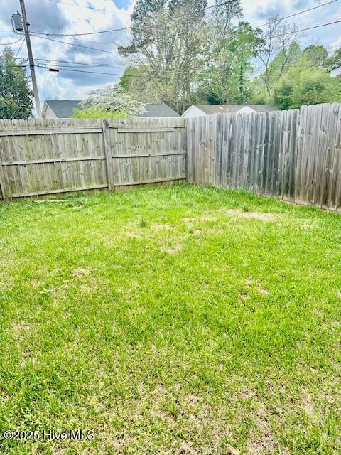 view of yard featuring a fenced backyard