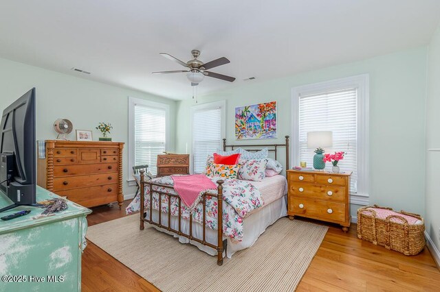 411 Queen St, New Bern, NC 28560 - bedroom with a ceiling fan, visible vents, and light wood-type flooring