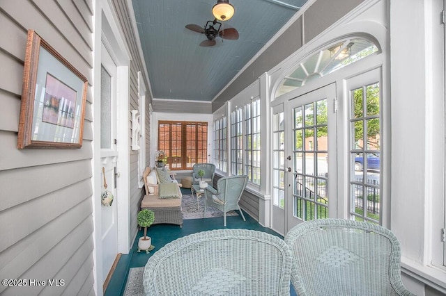 411 Queen St, New Bern, NC 28560 - sunroom featuring french doors and crown molding