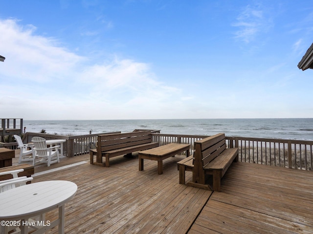 deck with a water view