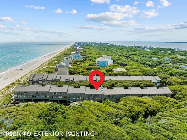 aerial view with a beach view and a water view