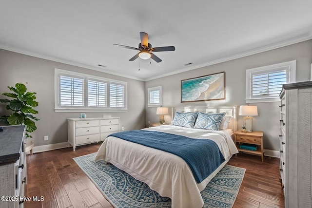 281 Whichard Ln, Chocowinity, NC 27817 - bedroom featuring crown molding, baseboards, wood finished floors, and ceiling fan