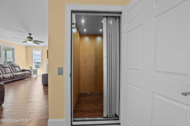 281 Whichard Ln, Chocowinity, NC 27817 - elevator featuring ceiling fan and wood finished floors