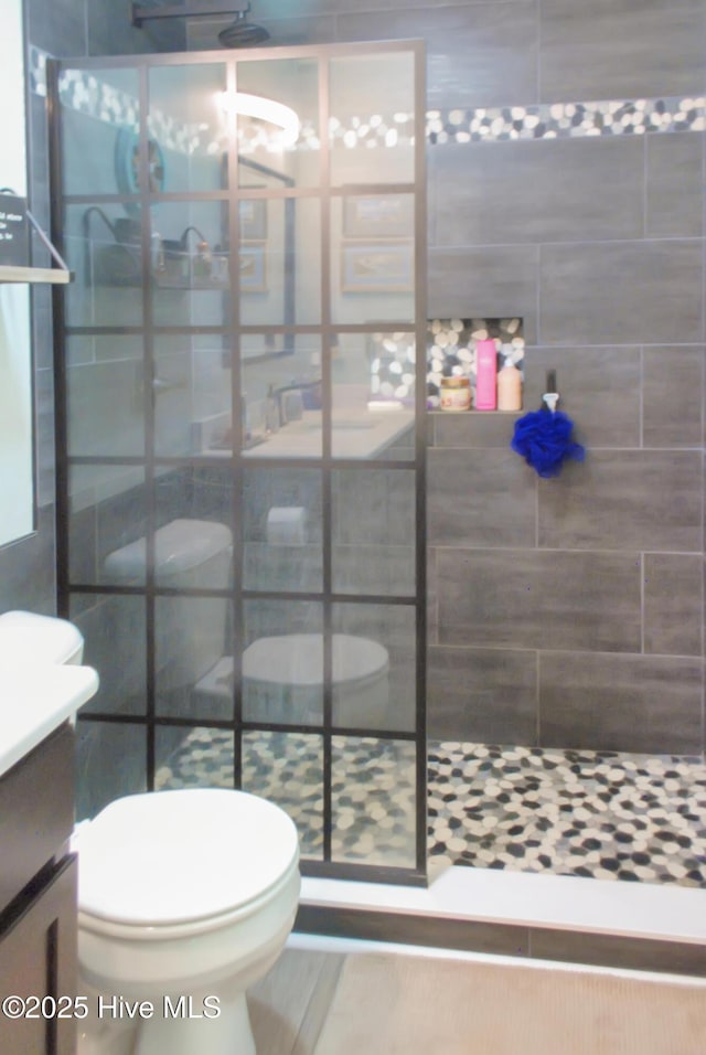 314 Nugget Trl, Elizabeth City, NC 27909 - full bathroom featuring vanity, a shower stall, and toilet