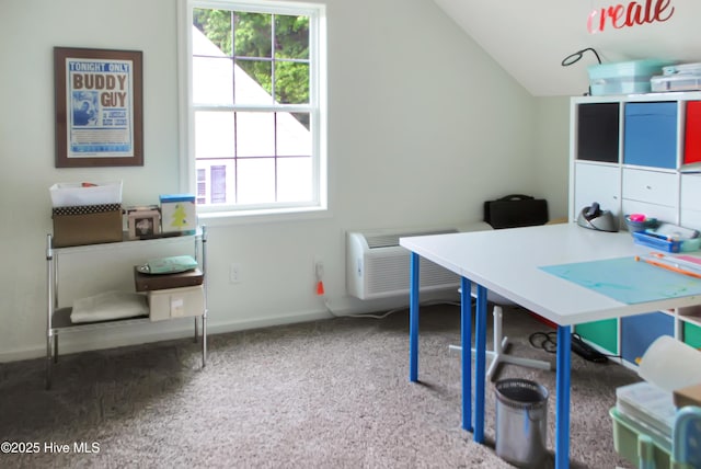 314 Nugget Trl, Elizabeth City, NC 27909 - carpeted office space with healthy amount of natural light, lofted ceiling, baseboards, and a wall mounted AC