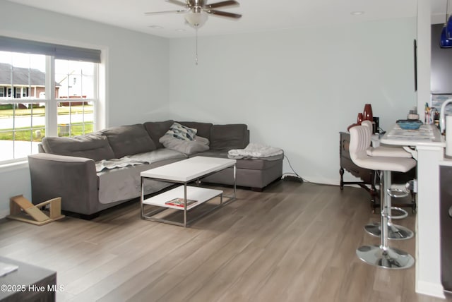 314 Nugget Trl, Elizabeth City, NC 27909 - living area with a ceiling fan, healthy amount of natural light, and wood finished floors