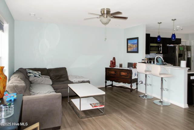 314 Nugget Trl, Elizabeth City, NC 27909 - living room with ceiling fan and wood finished floors