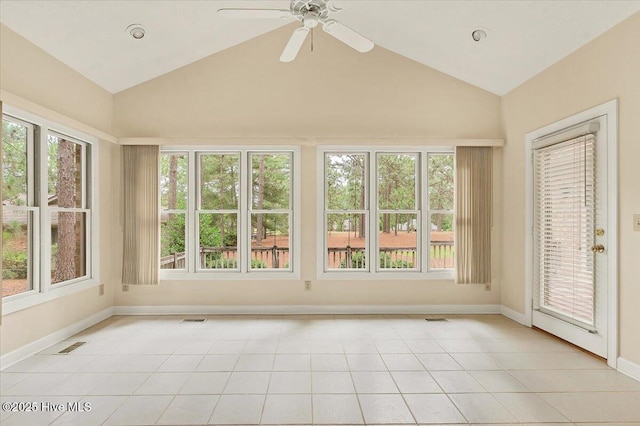17 Windsong Pl, Whispering Pines, NC 28327 - unfurnished sunroom with healthy amount of natural light, tile patterned floors, and vaulted ceiling