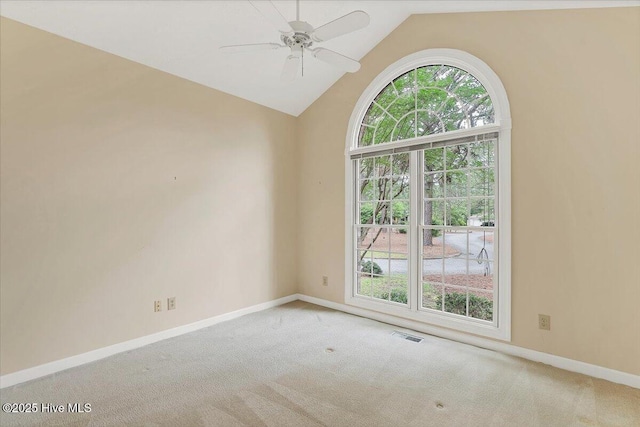 17 Windsong Pl, Whispering Pines, NC 28327 - carpeted spare room featuring plenty of natural light, a ceiling fan, and high vaulted ceiling