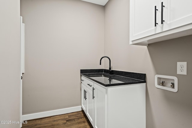 6445 Red Oak Rd, Battleboro, NC 27809 - laundry room with cabinet space, hookup for a washing machine, and dark wood finished floors