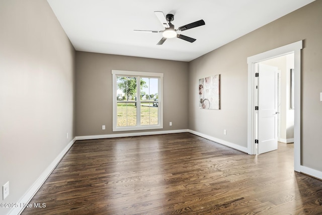 6445 Red Oak Rd, Battleboro, NC 27809 - unfurnished room featuring ceiling fan and dark wood-style floors