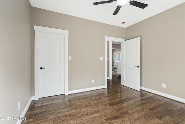 6445 Red Oak Rd, Battleboro, NC 27809 - unfurnished bedroom featuring wood finished floors and ceiling fan