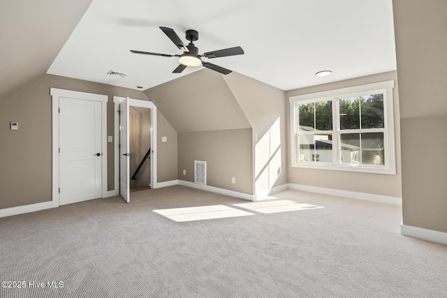 6445 Red Oak Rd, Battleboro, NC 27809 - bonus room featuring light carpet, lofted ceiling, and ceiling fan