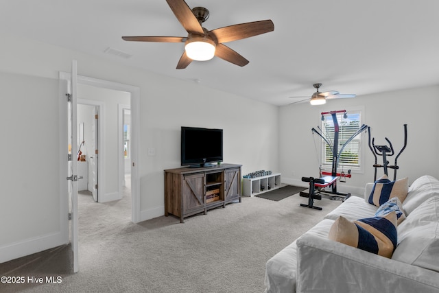 57 N Passerine Path, Hampstead, NC 28443 - living area featuring a ceiling fan and carpet floors