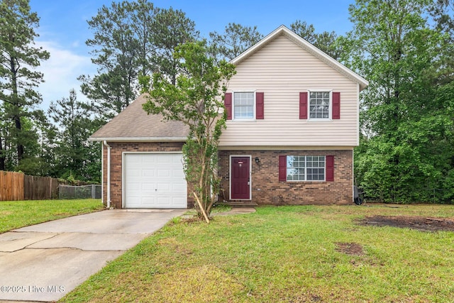 213 Spruce Ct, Jacksonville, NC 28546 - view of front of home featuring brick siding, concrete driveway, and an attached garage