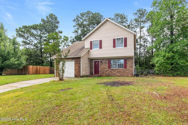 213 Spruce Ct, Jacksonville, NC 28546 - view of front of home featuring concrete driveway, an attached garage, and brick siding