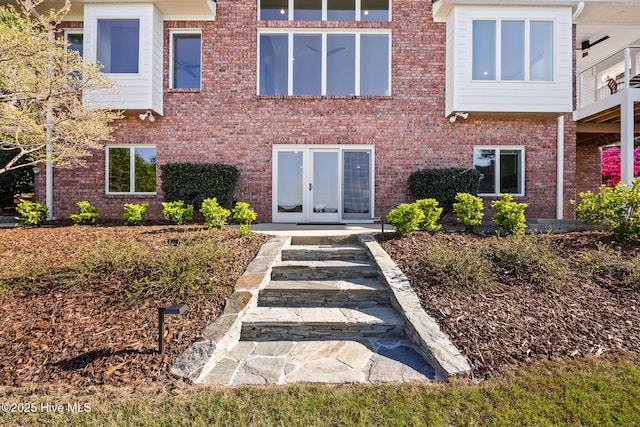 120 Clay Cir W, End, NC 27376 - doorway to property featuring french doors and brick siding