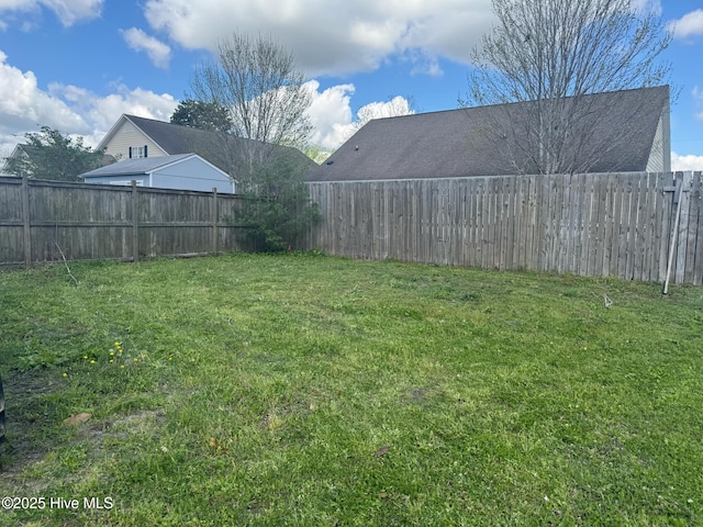 view of yard with a fenced backyard