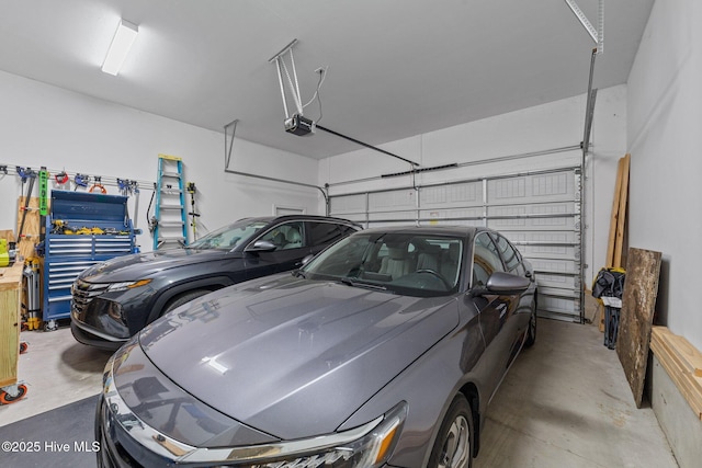 garage with a garage door opener