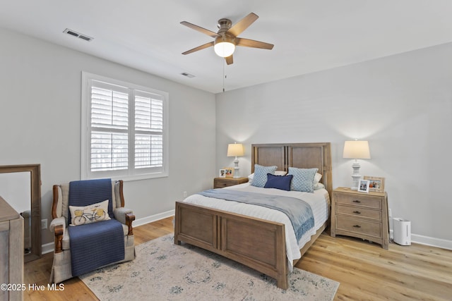5006 Carleton Dr Unit 90, Wilmington, NC 28403 - bedroom featuring light wood-style flooring, baseboards, and ceiling fan