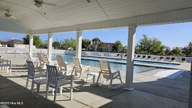 1905 Coleman Lake Dr, Calabash, NC 28467 - community pool with ceiling fan and a patio area