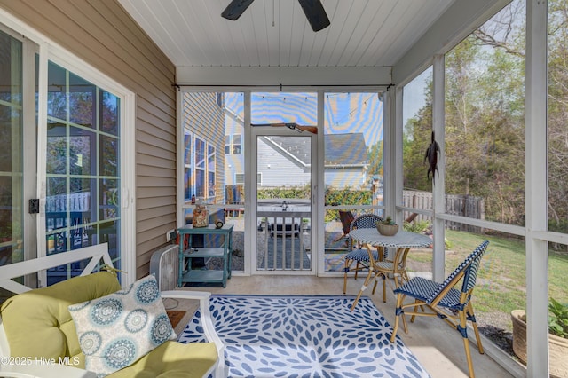 8603 Lanvale Forest Dr, Leland, NC 28451 - sunroom / solarium featuring ceiling fan