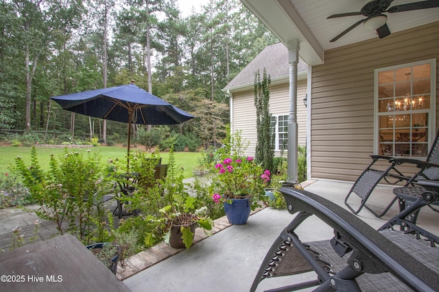 view of patio with a ceiling fan