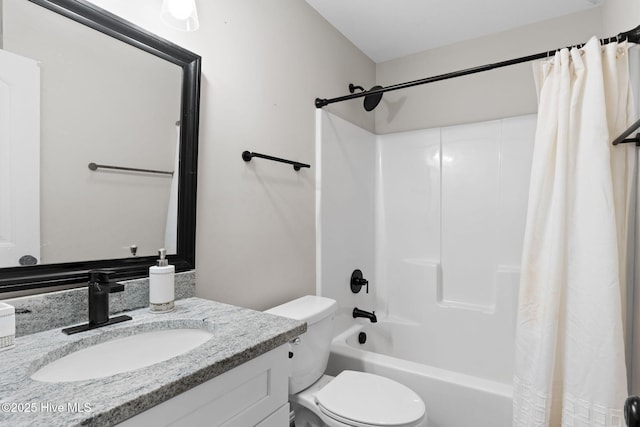 2665 Ash Little River Rd NW, Longwood, NC 28452 - bathroom with toilet, vanity, and shower / bathtub combination with curtain