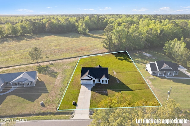 2665 Ash Little River Rd NW, Longwood, NC 28452 - view from above of property with property boundaries highlighted and a heavily wooded area