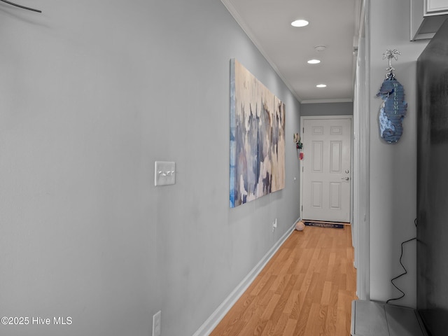 650 Cedar Point Blvd Unit B14, Cedar Point, NC 28584 - corridor with recessed lighting, light wood-type flooring, baseboards, and crown molding