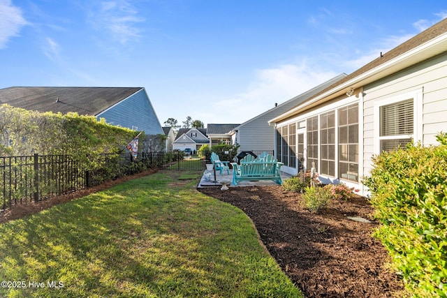 view of yard with a fenced backyard