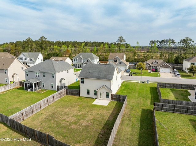 aerial view with a residential view