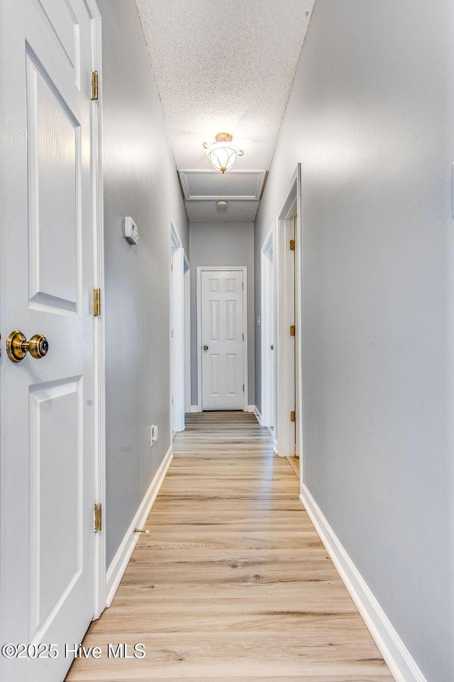 301 Softwood Ct, Jacksonville, NC 28540 - hallway featuring light wood-style flooring, baseboards, and a textured ceiling