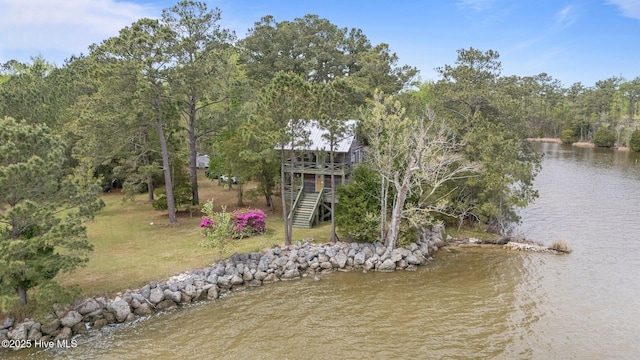 388 Matthews Rd, Bayboro, NC 28515 - water view with stairs and a forest