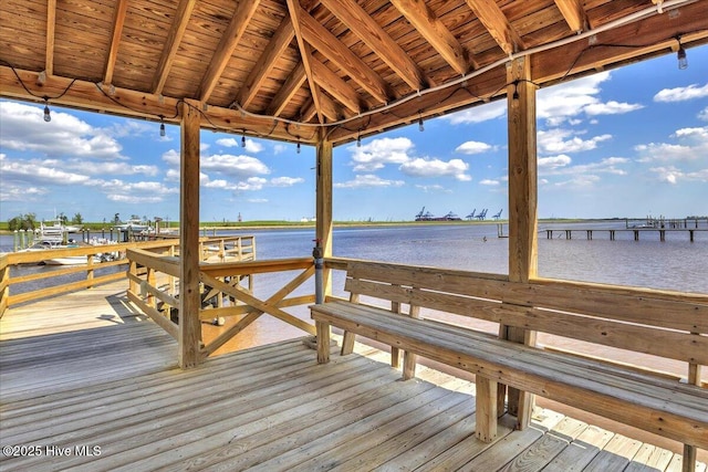 view of dock featuring a water view