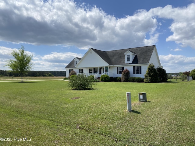 view of front facade with a porch and a front lawn