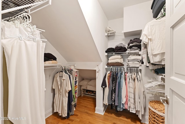 spacious closet with wood finished floors